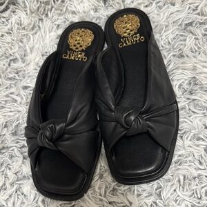 Vince Camuto Black Knotted Slide Sandals